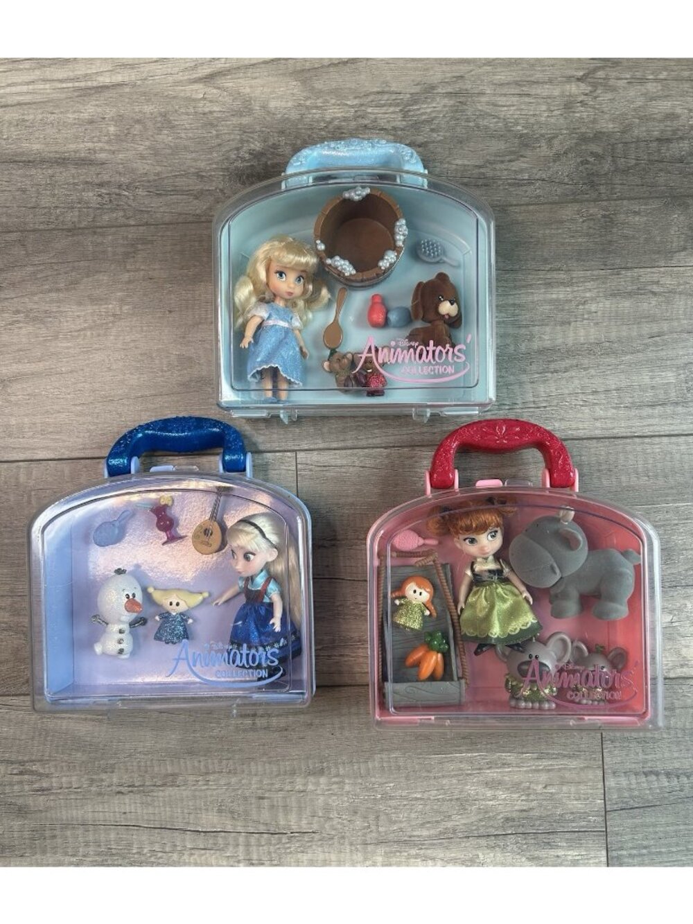 Disney Animators’ Collection Mini Doll Playset Lot Cinderella Anna Elsa Dolls